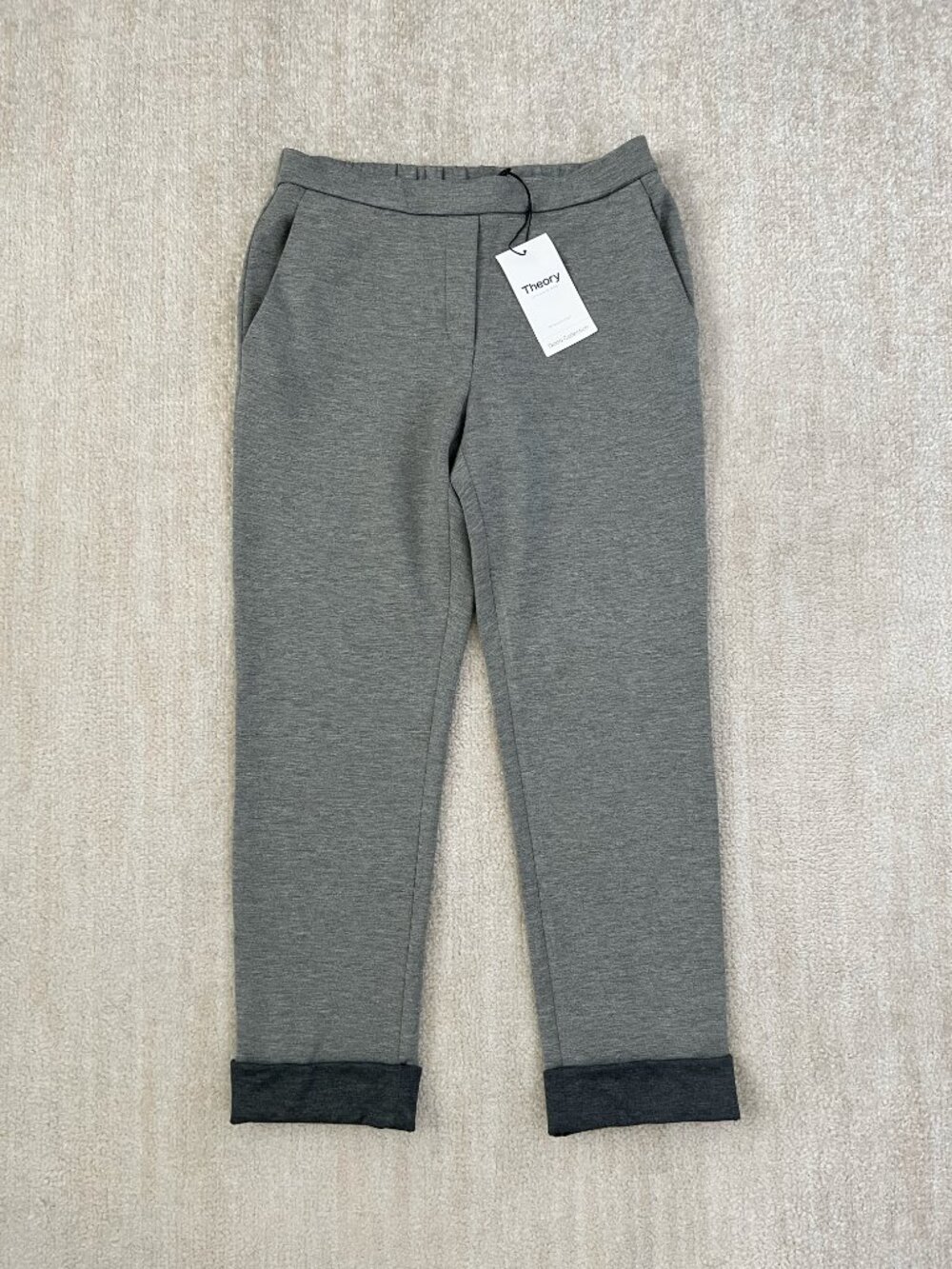 NWT Theory Treeca Pull On Double Knit Crop Pants With Pockets 4 Gray